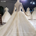 Jancember HTL1593 Latest Elegant Beaded Lace Applique Wedding Dresses In Dubai